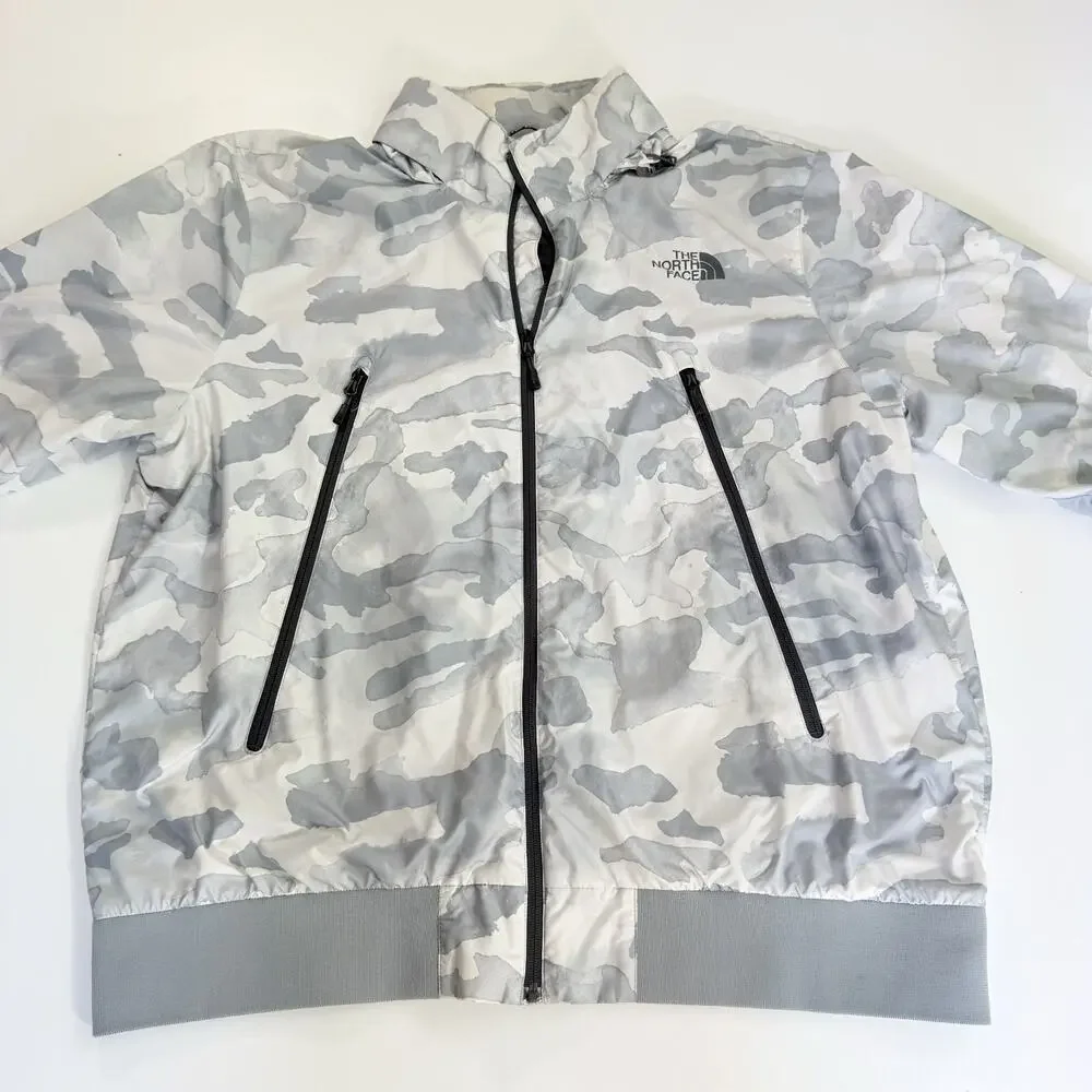 The North Face Mens XXL Diablo Camo Windbreaker Gray White Full Zip Jacket